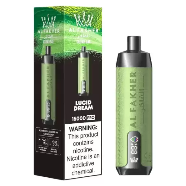 AL FAKHER CROWN BAR 15K(15000) Puffs 2% 5% Nicotine 20 ML of E-liquid Battery and Ejuice Display Battery Rechargeable (Type-C) Disposable Vape 14 AL Fakher Crown Bar 15K Pro 15000 Puffs 2% 5% Nicotine 18 ML of E-liquid Battery and Ejuice Display Battery Rechargeable (Type-C) Disposable Vape