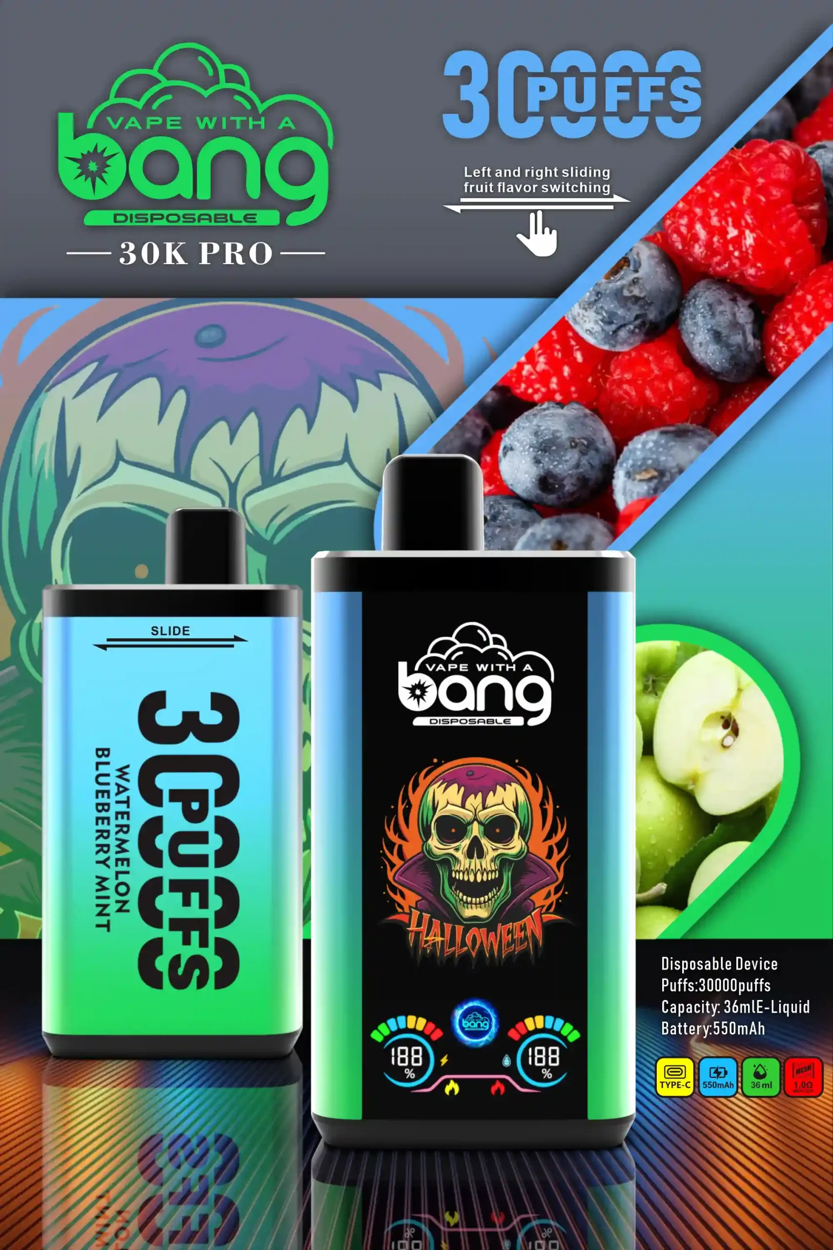 Tar-free vapes that reduce health risks: A revolutionary option that significantly reduces health risks 7 Bang 30K(30000) Puffs PRO Dual Flavor Screen Display 36ml E-liquid 0% 2% 3% 5% Nicotine Disposable Vape