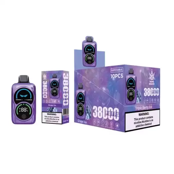 Bang Beach 38K (38000) Puffs Fingerprint LED Display 0% 2% 3% 5% Nicotine 38 Ml E-liquid Disposable Vape 11 Bang Beach 38K(38000) Puffs Fingerprint LED Display 0% 2% 3% 5% Nicotine 38 ml E-liquid Disposable Vape