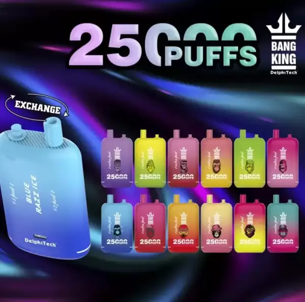 Bang King 25K 25000 Puffs Dual Pods 46ml E-liquid 0% 2% 3% 5% Nicotine Type-C Charging Disposable Vape 28 Bang King 25000 puff Disposable Vape 25k Dual Pods