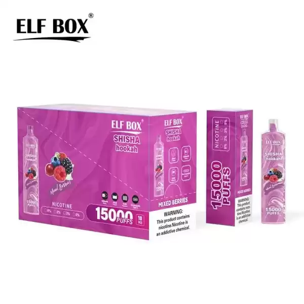 ELF BOX LS 15K (15000) Puffs Shisha Hookah Rechargeable 26ml E-juice 2% 5% Nicotine Type-C Charging Disposable Vape 27 ELF BOX LS 15K(15000) Puffs Shisha Hookah Rechargeable 26ml e-juice 2% 5% Nicotine Type-C charging Disposable Vape