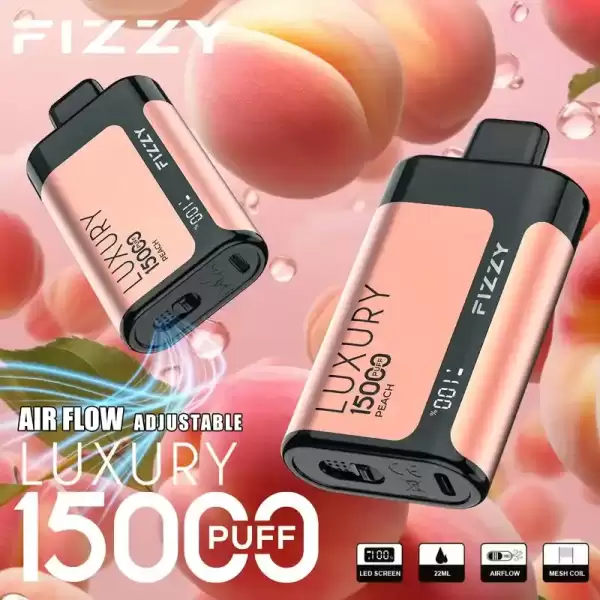 Fizzy Luxury 15K (15000) Puffs 22ML E-liquid Mesh Coil LCD Screen Adjustable Air Flow 15flavors 650mAh Rechargeable Battery 2% 5% Nicotine Disposable Vape 9 Fizzy Luxury 15K (15000) Puffs 22ML E-liquid Mesh Coil LCD Screen Adjustable Air Flow 15flavors 650mAh Rechargeable Battery 2% 5% Nicotine Disposable Vape