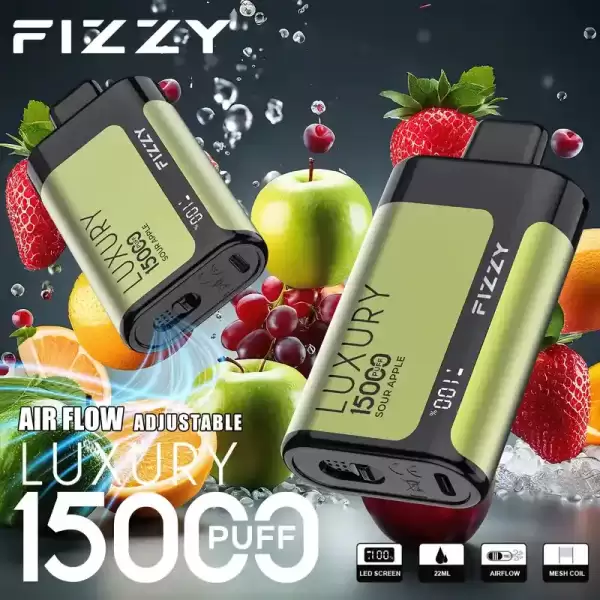 Fizzy Luxury 15K (15000) Puffs 22ML E-liquid Mesh Coil LCD Screen Adjustable Air Flow 15flavors 650mAh Rechargeable Battery 2% 5% Nicotine Disposable Vape 13 Fizzy Luxury 15K (15000) Puffs 22ML E-liquid Mesh Coil LCD Screen Adjustable Air Flow 15flavors 650mAh Rechargeable Battery 2% 5% Nicotine Disposable Vape