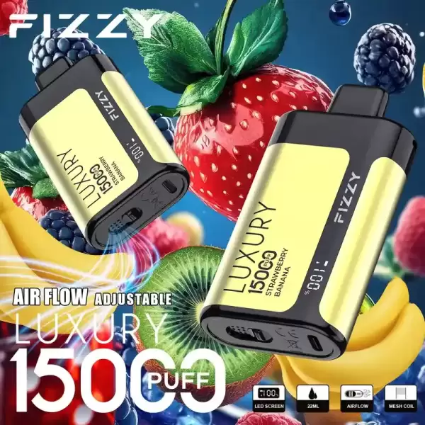 Fizzy Luxury 15K (15000) Puffs 22ML E-liquid Mesh Coil LCD Screen Adjustable Air Flow 15flavors 650mAh Rechargeable Battery 2% 5% Nicotine Disposable Vape 14 Fizzy Luxury 15K (15000) Puffs 22ML E-liquid Mesh Coil LCD Screen Adjustable Air Flow 15flavors 650mAh Rechargeable Battery 2% 5% Nicotine Disposable Vape 24hvape