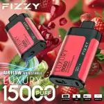 Fizzy Luxury 15K (15000) Puffs 22ML E-liquid Mesh Coil LCD Screen Adjustable Air Flow 15flavors 650mAh Rechargeable Battery 2% 5% Nicotine Disposable Vape