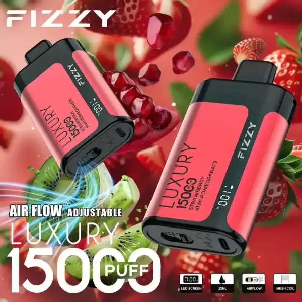 Fizzy Luxury 15K (15000) Puffs 22ML E-liquid Mesh Coil LCD Screen Adjustable Air Flow 15flavors 650mAh Rechargeable Battery 2% 5% Nicotine Disposable Vape 16 Fizzy Luxury 15K (15000) Puffs 22ML E-liquid Mesh Coil LCD Screen Adjustable Air Flow 15flavors 650mAh Rechargeable Battery 2% 5% Nicotine Disposable Vape