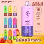 Fizzy Max III 6in1 60K (60000) Puffs LCD Display 60ml E-liquid 850 mAh Battery 2% 5% Nicotine 10 Flavors Disposable Vape
