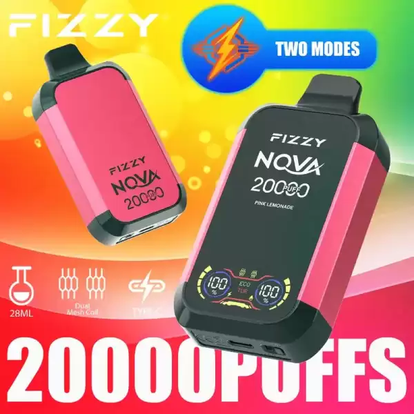 Fizzy Nova 20K (20000) Puffs Dual Mesh Coil 28ML E-liquid LCD Screen 15flavors 850mAh Rechargeable Battery 2% 5% Nicotine Disposable Vape 6 Fizzy Nova 20K (20000) Puffs Dual Mesh Coil 28ML E-liquid LCD Screen 15flavors 850mAh Rechargeable Battery 2% 5% Nicotine Disposable Vape