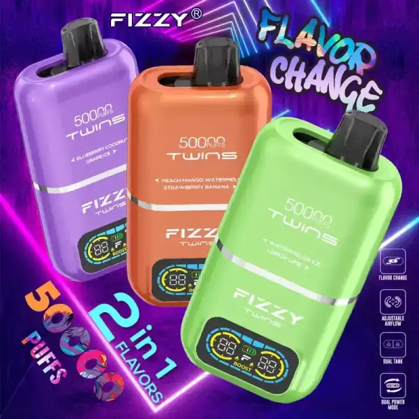 Fizzy Twins 50K (50000) Puffs Dual Flavors 50ML E-liquid Mesh Coil 850 mAh Battery 2% 5% Nicotine LCD Screen Disposable Vape 1 Fizzy Twins 50K (50000) Puffs Dual Flavors 50ML E-liquid Mesh Coil 850 mAh Battery 2% 5% Nicotine LCD Screen Disposable Vape – A New Era in Vaping Innovation