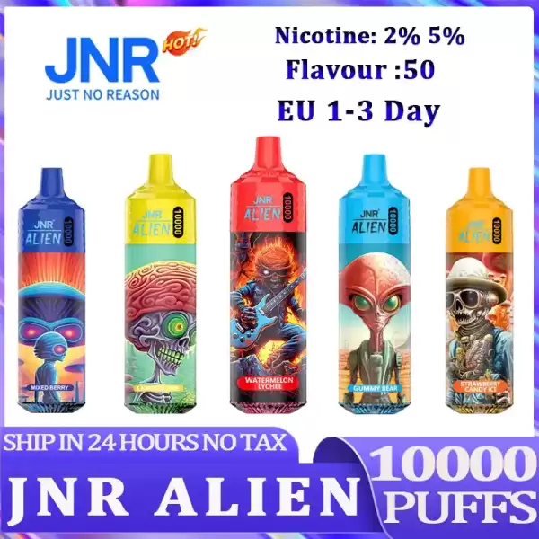 JNR Alien 10K (10000) Puffs 2% 5% Nicotine 20ML E-liquid 850mAh Rechargeable Battery LED (RGB) Lights Disposable Vape 103 JNR Alien 10K (10000) Puffs 2% 5% Nicotine 20ML E-liquid 850mAh Rechargeable Battery LED (RGB) Lights Disposable Vape
