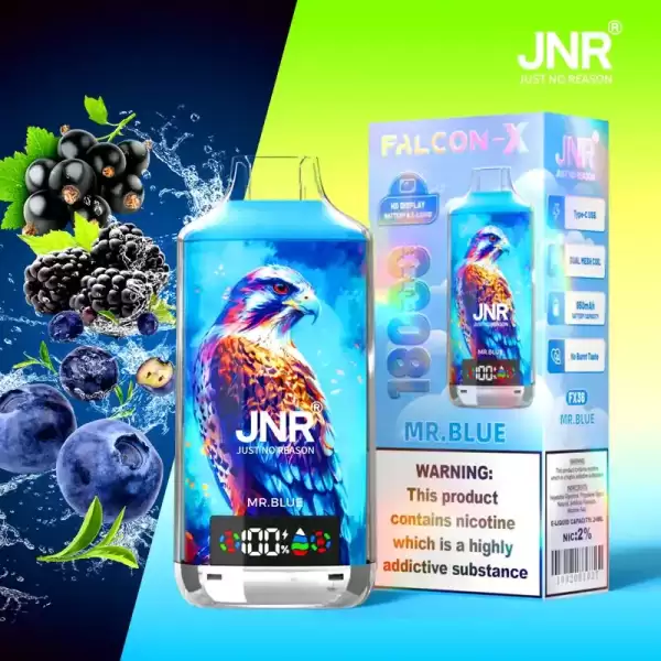 JNR Falcon X 18K (18000) Puffs LED Display 2% Nicotine 24ml E-liquid Disposable Vape 18 JNR Falcon X 18K (18000) Puffs LED Display 2% Nicotine 24ml E-liquid Disposable Vape