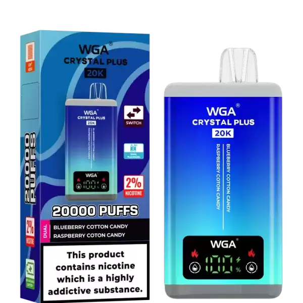 WGA Crystal Plus 20k (20000) Puffs Switchable Taste Function Dual Flavors 2% 5% Nicotine Adjustable Airflow Disposable Vape 2 WGA Crystal Plus 20k (20000) Puffs Switchable Taste Function Dual Flavors 2% 5% Nicotine Adjustable Airflow Disposable Vape