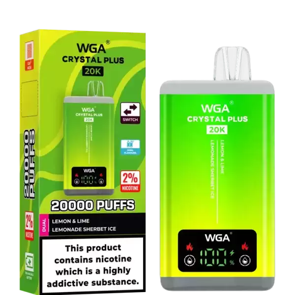 WGA Crystal Plus 20k (20000) Puffs Switchable Taste Function Dual Flavors 2% 5% Nicotine Adjustable Airflow Disposable Vape 10 WGA Crystal Plus 20k (20000) Puffs Switchable Taste Function Dual Flavors 2% 5% Nicotine Adjustable Airflow Disposable Vape
