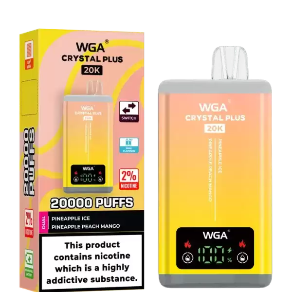 WGA Crystal Plus 20k (20000) Puffs Switchable Taste Function Dual Flavors 2% 5% Nicotine Adjustable Airflow Disposable Vape 11 WGA Crystal Plus 20k (20000) Puffs Switchable Taste Function Dual Flavors 2% 5% Nicotine Adjustable Airflow Disposable Vape