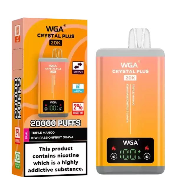 WGA Crystal Plus 20k (20000) Puffs Switchable Taste Function Dual Flavors 2% 5% Nicotine Adjustable Airflow Disposable Vape 15 WGA Crystal Plus 20k (20000) Puffs Switchable Taste Function Dual Flavors 2% 5% Nicotine Adjustable Airflow Disposable Vape