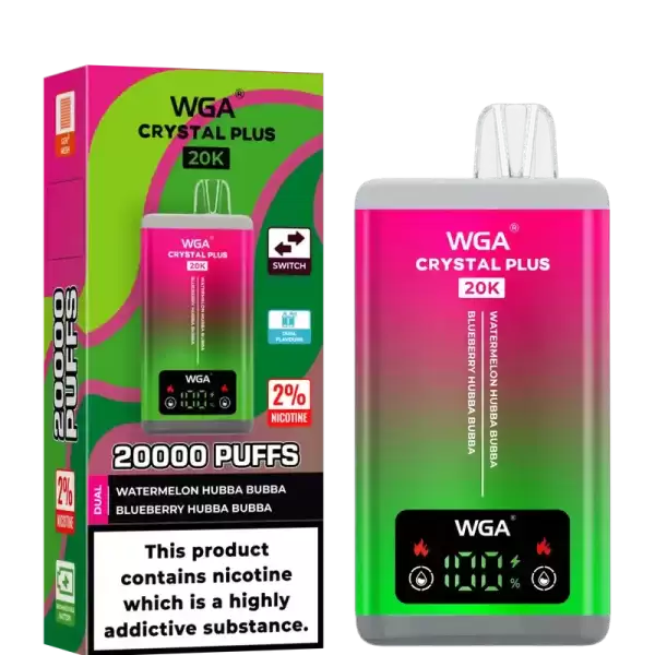 WGA Crystal Plus 20k (20000) Puffs Switchable Taste Function Dual Flavors 2% 5% Nicotine Adjustable Airflow Disposable Vape 16 WGA Crystal Plus 20k (20000) Puffs Switchable Taste Function Dual Flavors 2% 5% Nicotine Adjustable Airflow Disposable Vape