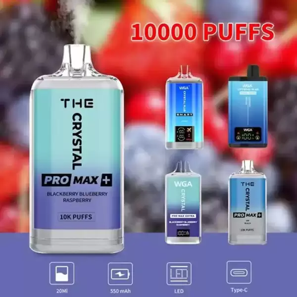 WGA Crystal Pro Max 10K (10000) Puffs 20ml E-liquid 2% 5% Nicotine Type-C Charging 550mAh Battery Disposable Vape 1 WGA Crystal Pro Max 10K (10000) Puffs 20ml E-liquid 2% 5% Nicotine Type-C Charging 550mAh Battery Disposable Vape 24hvape