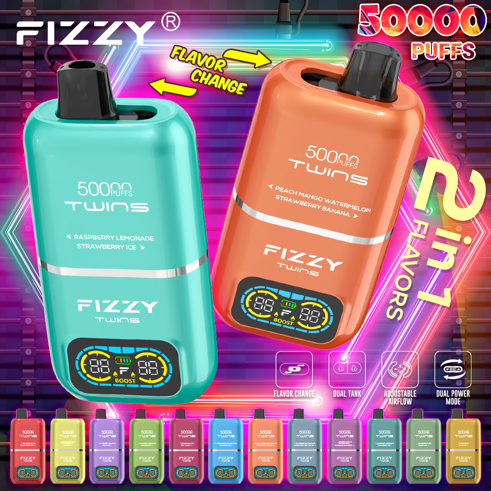 FIZZY TWINS 50K: Double the Flavor! Double the Vapor! Double the Thrills! The Ultimate Disposable Vape Experience! 1 FIZZY TWINS 50K: Double the Flavor! Double the Vapor! Double the Thrills! The Ultimate Disposable Vape Experience! 24hvape